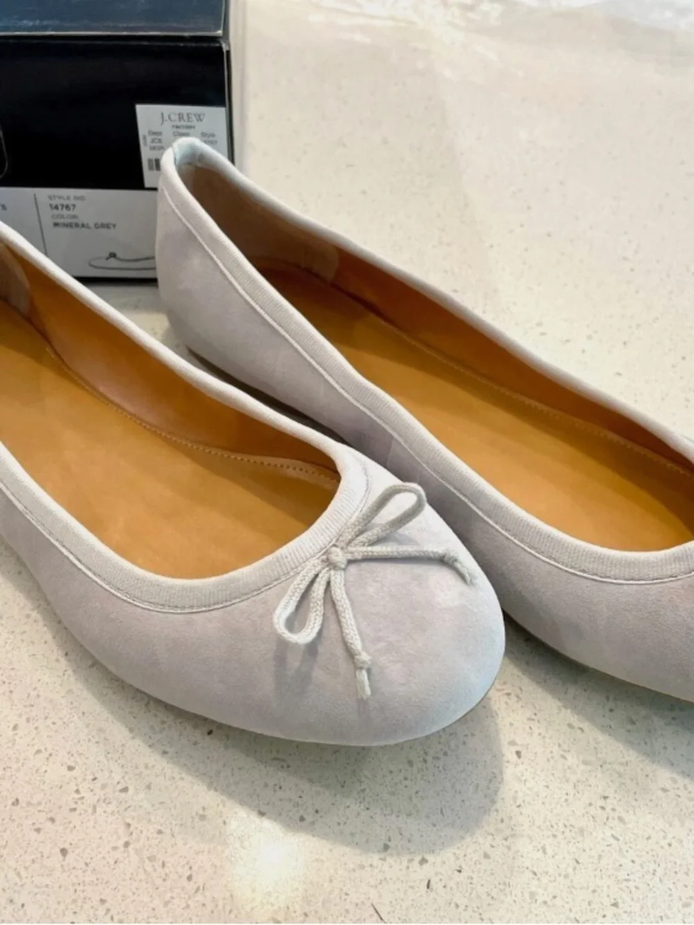 NWT J. Crew Women's Light Blue Suede Ballet Flats with Bow